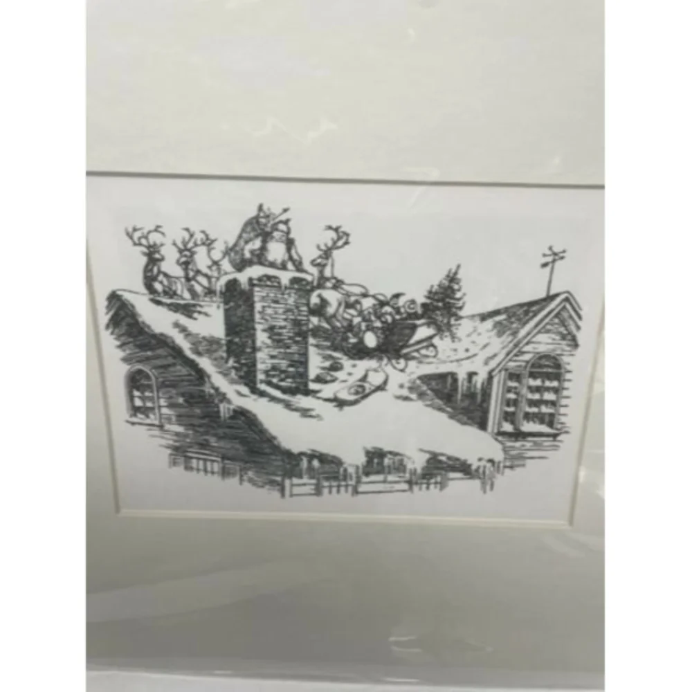 3 Ready To Color Christmas Adult Coloring Matted Pictures‎ Santa On Roof